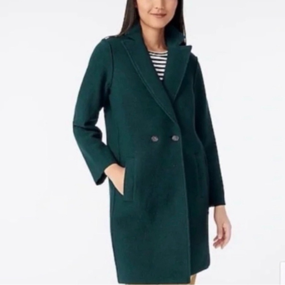 NWT JCrew Daphne Topcoat Coat Womens 4T Green Italian Boiled Wool